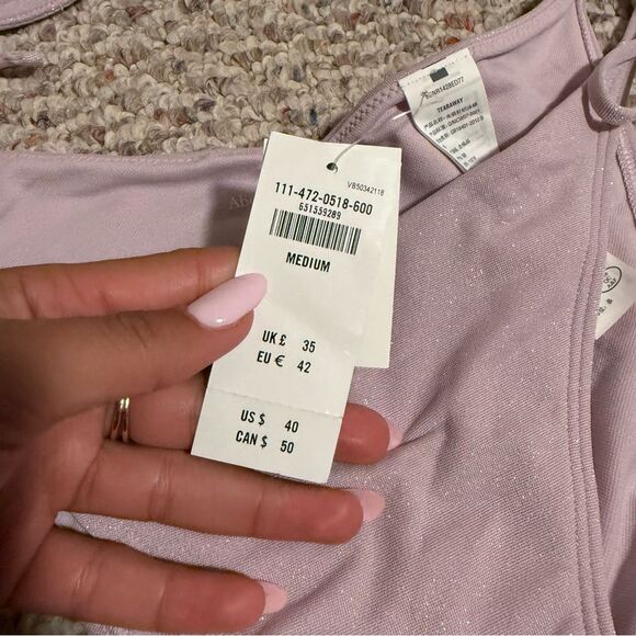 NWT Abercrombie & Fitch Purple Shimmer Asymmetrical String Bikini- Size Medium - Picture 6 of 12